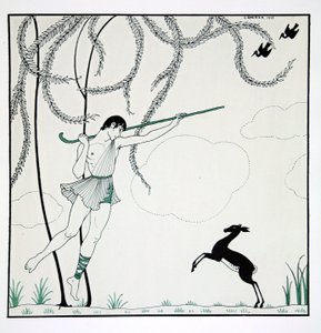 Narcisse, z cyklu „Wzory o tańcach Wacława Niżyńskiego” (1889-1950). Georges Barbier (1882-1932), Druk Pochoir autorstwa Georges Barbier