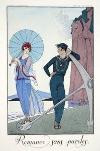 Romanse bez słów, z „Falbalas i Fanfreluches, Almanachu teraźniejszości, przeszłości i przyszłości” autorstwa Georges Barbier
