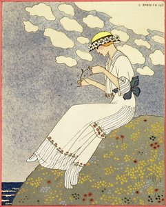 Un Peu..., projekt wiejskiej sukienki Paquin autorstwa Georges Barbier