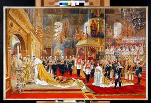 Koronacja cara Rosji Aleksandra III (1845-1894) i cesarzowej Marii Fiodorowny (Dagmar Danii) (1847-1928) - dzieło Georgesa Beckera (1845-1909) autorstwa Georges Becker