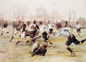 Piłka nożna (rugby), mecz mistrzowski w Parc de Saint Cloud, kalendarz sportowy, luty autorstwa Georges Bertin Scott