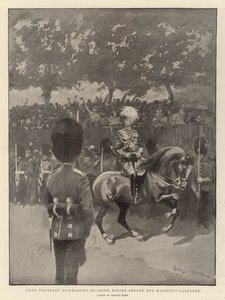 Lord Wolseley (główny dowódca) jadący przed karetą Jej Królewskiej Mości