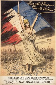Plakat do zapisania się na pożyczkę narodową: „za flagę, za zwycięstwo” – il. autorstwa Georgesa Bertina Scotta (1873-1942) dit Scott de Plagnolles autorstwa Georges Bertin Scott