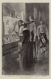 The Question of the Hour, a Sketch outside a Shop at Aldershot autorstwa Georges Bertin Scott