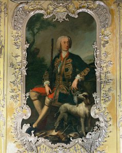 Portret elektora Carla Albrechta w żółtej sypialni pałacu Amalienburg na terenie Nymphenburg ...