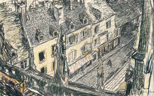 Ulica w Valogne, ok. 1911 autorstwa Georges Dupuis