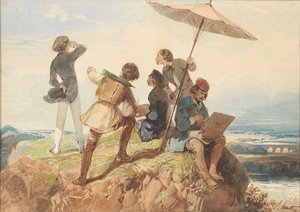 Malarze plenerowi. autorstwa Georges Eugène Huot