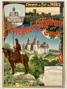 Pierrefonds, Compiègne i Coury — plakat reklamowy Railways du Nord, autor: G. Fraipont