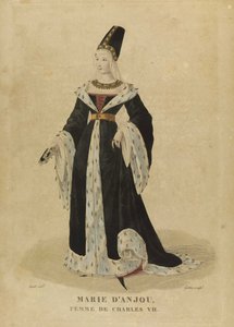 Maria Anjou (1404-1463), królowa Francji - Maria Anjou, królowa Francji - Gatine, Georges Jacques (1773-1831) - koniec XVIII w. - Akwaforta, akwarela - Kolekcja prywatna