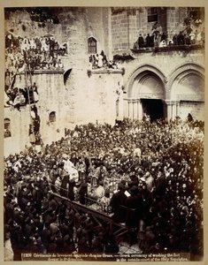 Ceremonia obmycia nóg, Bazylika Grobu Świętego, Jerozolima autorstwa Georges Jeannin