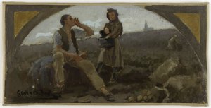Szkic do jadalni Hôtel de Ville de Paris: La pomme de terre, ok. 1893 (olej na płótnie) autorstwa Georges Jules Bertrand