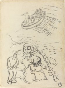 Studium do „Rybaków” z mężczyznami opróżniającymi sieci autorstwa Georges Lacombe