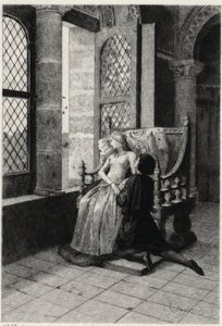 Ilustracja Georgesa Antoine Rochegrosse (1859-1938) do dramatu historycznego Victora Hugo „Włamywacze” (część pierwsza - scena III). autorstwa Georges Marie Rochegrosse