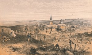 Cmentarz i kościół kwarantanny z francuską baterią nr 50, 1856 r. autorstwa Georges McCulloch