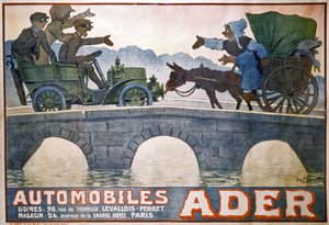 Konflikt między wozem a samochodem, ok. 1910 r. (plakat) autorstwa Georges Meunier
