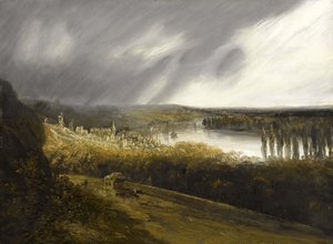 Francuski: widok na Sekwanę z dyliżansem autorstwa Georges Michel