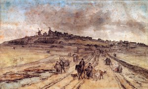 Widok z Montmartre do Paryża Akwarela Georgesa Michela (1763-1843) XIX-wieczny Paryż, Luwr