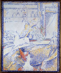 Cyrk Tancerz wykonujący numer akrobacyjny na koniu i klaun. Szkic Georgesa Seurata (1859-1891) 1891 Nd. 0,55x0,46 m Paryż, musee d