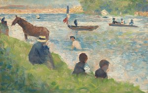 Studium koni i łodzi dla kąpiących się w Asnières, 18831884. autorstwa Georges Pierre Seurat