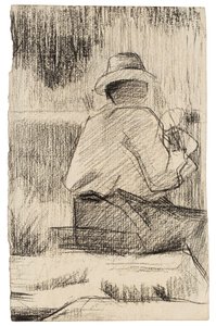 Malarz i jego paleta; Malarz z paletą, ok. 1881 autorstwa Georges Pierre Seurat