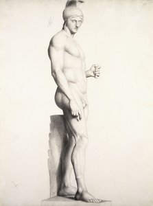 Wojownik w hełmie, z profilu, 1875-1878 autorstwa Georges Pierre Seurat