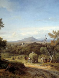 Scena wiejska. Lewy szczegół. Malarstwo Georges Prieur (XIX wiek) autorstwa Georges Prieur
