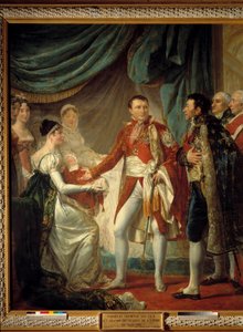 Cesarz Napoleon I przedstawia swojego syna Króla Rzymu dostojnikom cesarskim 20.03.1811 w obecności Impress Marie Louise Obraz Georgesa Rougeta (1784-1869) 1812 r. nd. 2,60 x 2,20 m - Prezentacja Króla Rzymu -Napoleona