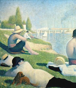 Kąpiący się w Asnieres, 1884 szczegół z 2136 autorstwa Georges Seurat