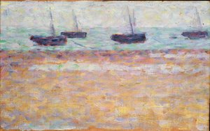 Port Grandcamp (cztery łodzie) autorstwa Georges Seurat