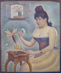 Młoda kobieta pudrująca się, ok. 1888-90 autorstwa Georges Seurat
