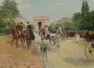 Jeźdźcy i powozy na Avenue du Bois, 1910