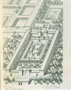 Akwaforta przedstawiająca widok perspektywiczny budynku w Tell el-Amarna autorstwa Georgesa Perrota (1832-1914) i Charlesa Chipieza (1835-1901) autorstwa Georges and Chipiez Charles Perrot