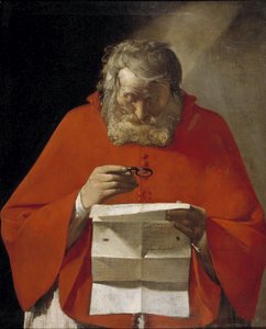 Św. Hieronim czytający list, ok. godz. 1628-1629 autorstwa Georges de La Tour