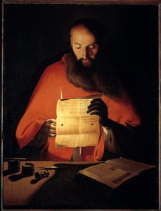 Czytanie św. Hieronima. Obraz Georgesa De La Toura (1593-1652) autorstwa Georges de La Tour