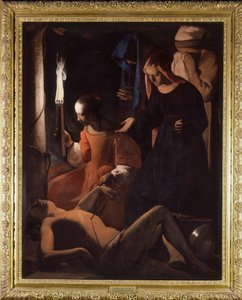 Św. Sebastian jest leczony przez Św. Irenę. (Św. Sebastian nadawany przez Św. Irene) Obraz Georgesa De La Tour (1593-1652) autorstwa Georges de La Tour