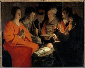 Adoracja pasterzy Obraz Georgesa de La Tour (1593-1652) XVII w. Nd. 1,07x1,31 m² autorstwa Georges de La Tour