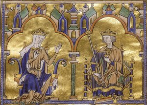 Blanche z Kastylii i król Francji Ludwik IX, z Toledo Moralizowana Biblia św. Ludwika, ok. 1227-1234