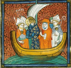 Rada na pokładzie statku, z Chroniques de France ou de St Denis, XIV wiek (22528511880)