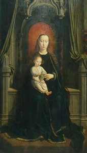 Intronizowana Madonna z Dzieciątkiem lub Madonna z Winogron, centralny panel Ołtarza Cervara autorstwa Gerard David