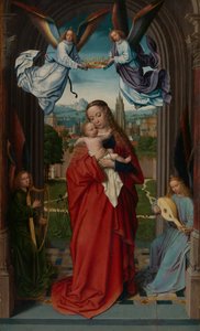 Dziewica z Dzieciątkiem z Czterema Aniołami, ca. 1510-15. autorstwa Gerard David