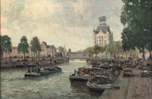 Widok na Witte Huis, Rotterdam (olej na płótnie) autorstwa Gerard Delfgaauw