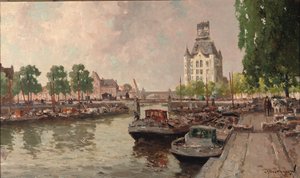 Widok na Witte Huis, Rotterdam (olej na płótnie) autorstwa Gerard Delfgaauw