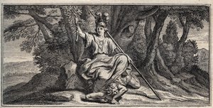 Minerva Slaming Discord - Minerva Terrassant la discorde - Grawerowanie autorstwa Gerarda Edelincka wg Daniela Halle (1614-1675)