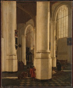 Wnętrze Oude Kerk w Delft z grobowcem wiceadmirała Pietera Pietersza Heijna autorstwa Gerard Houckgeest (attributed to)