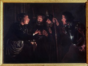 Odmowa św. Piotra. Obraz Gerarda Seghersa (1591-1651). olej na płótnie