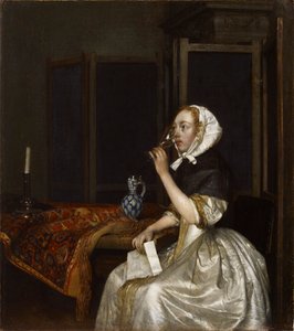 Pani trzymająca kieliszek do wina, ok. 1665.