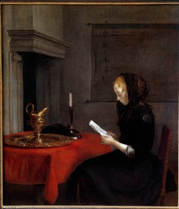 Kobieta czytająca list. Obraz holenderskiego Gerarda Ter Borcha (1617-1681)