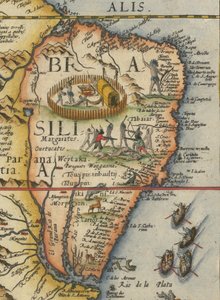 Mapa Ameryki Południowej, 1593 (przycięta) autorstwa Gerard de Jode