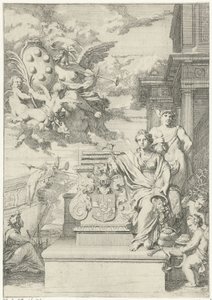 Alegoria handlu i herb rodziny De Medici autorstwa Gerard de Lairesse