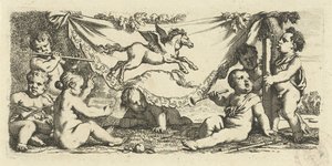 Putti tworzy muzykę z Pegasusem autorstwa Gerard de Lairesse